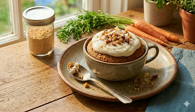 10-Minute Gut-Health Carrot Cake (Gluten-Free & Microwave Friendly)