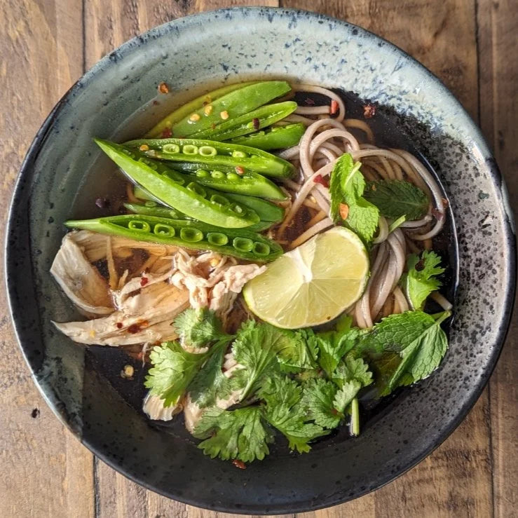 Chicken and herb noodle broth